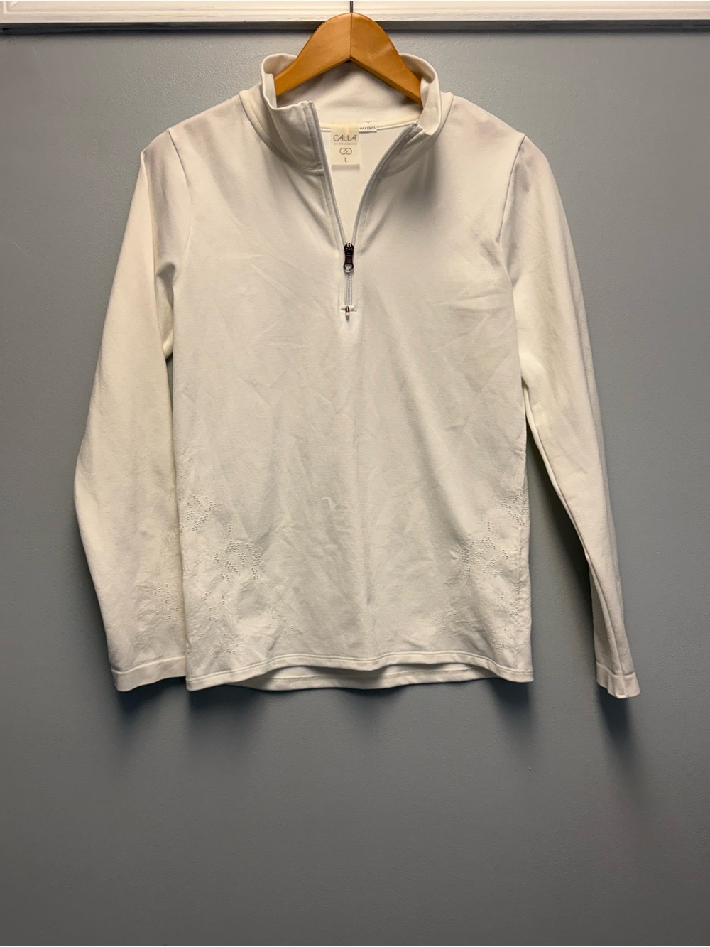 Calia by Carrie Underwood Women's Quarter Zip Pullover Cream Flower size L